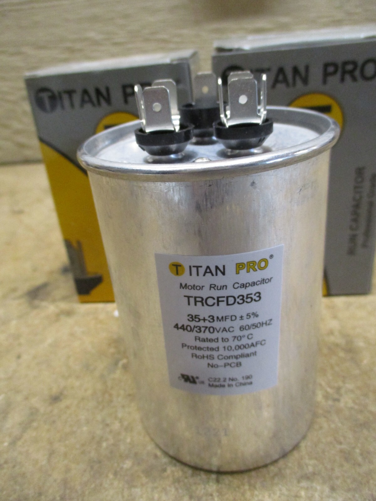 LOT OF 2 NEW TITAN PRO TRCFD353 Dual Run Capacitor,35/3 MFD