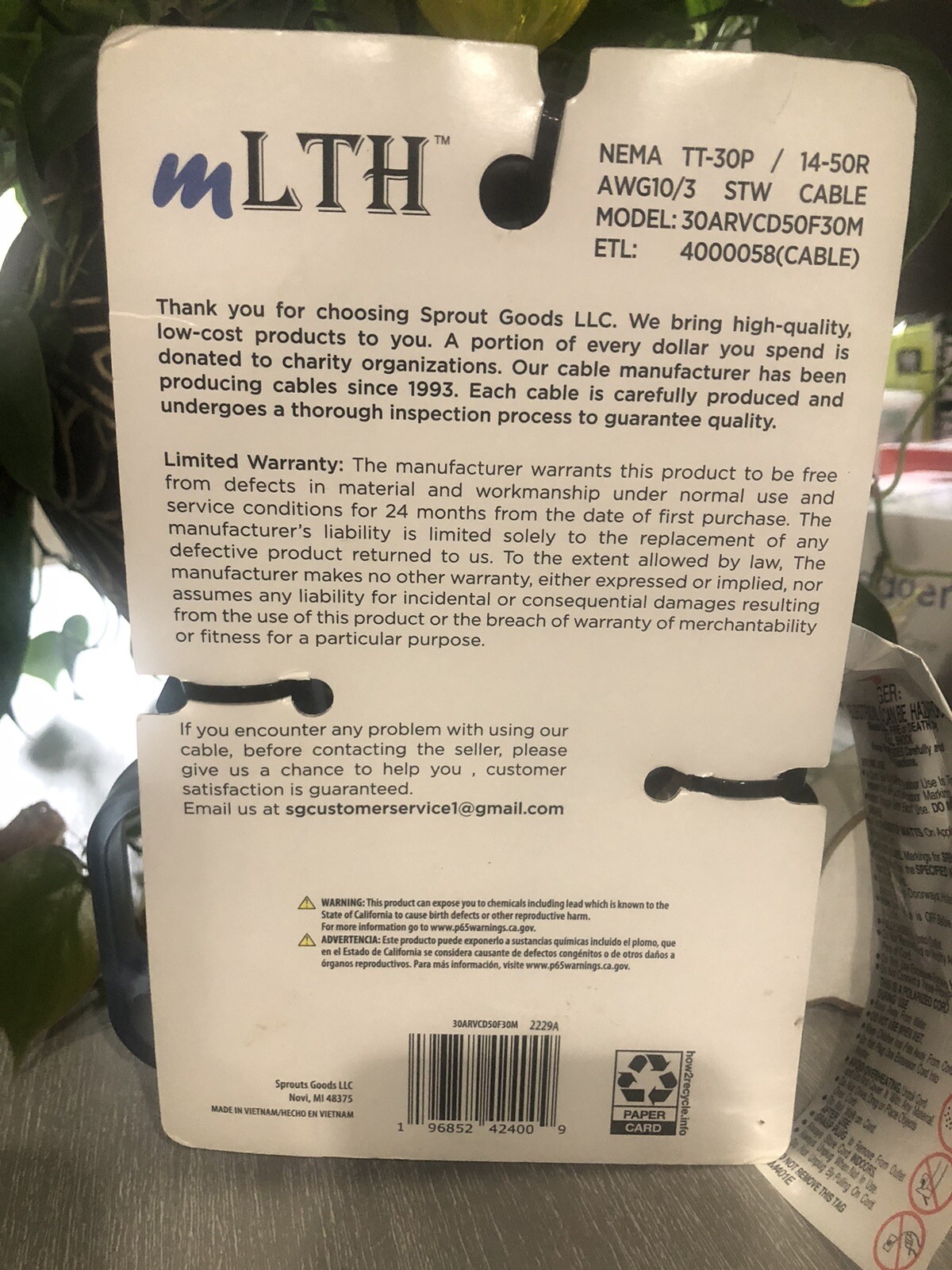 LTH NEMA TT-30p/14-50R Indoor/outdoor