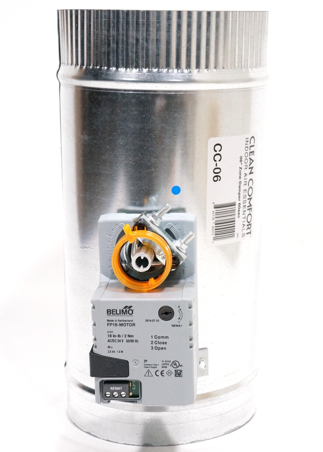 6 Inch Round HVAC Zone Damper 3 Wire Power Open Close Belimo Motorized 24V AC