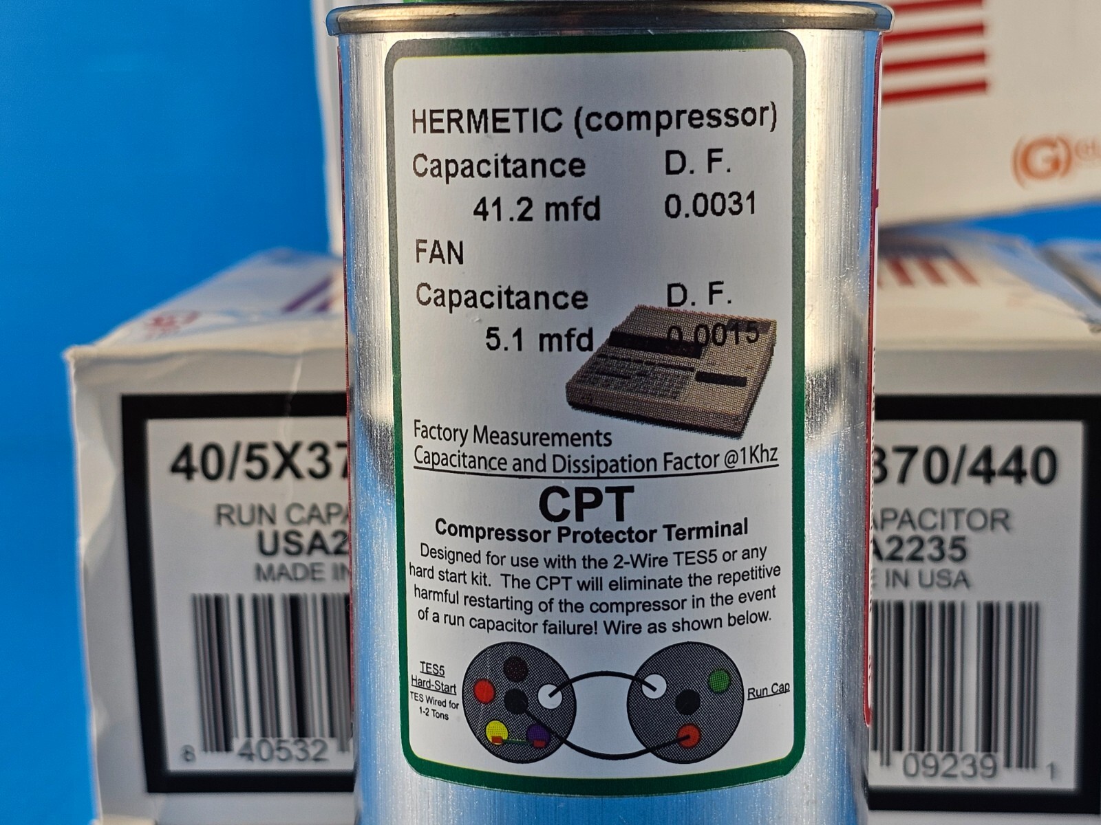 NEW AmRad USA2235 Run Capacitor, 40+5 OFMD x 370/440 VAC, CPT ( Lot of 4 )