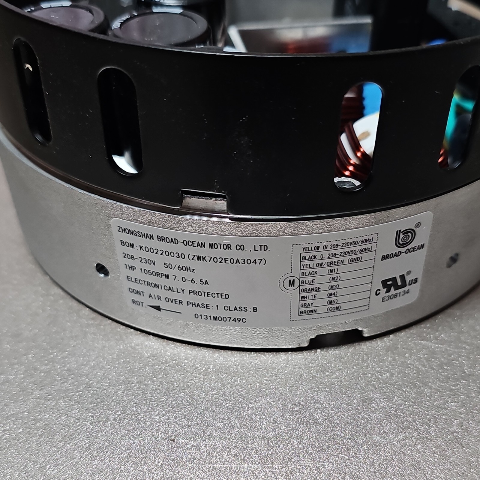 Broad-Ocean K00220030 HVAC Motor 208-230V 1 Phase 7.0-6.5A Protected
