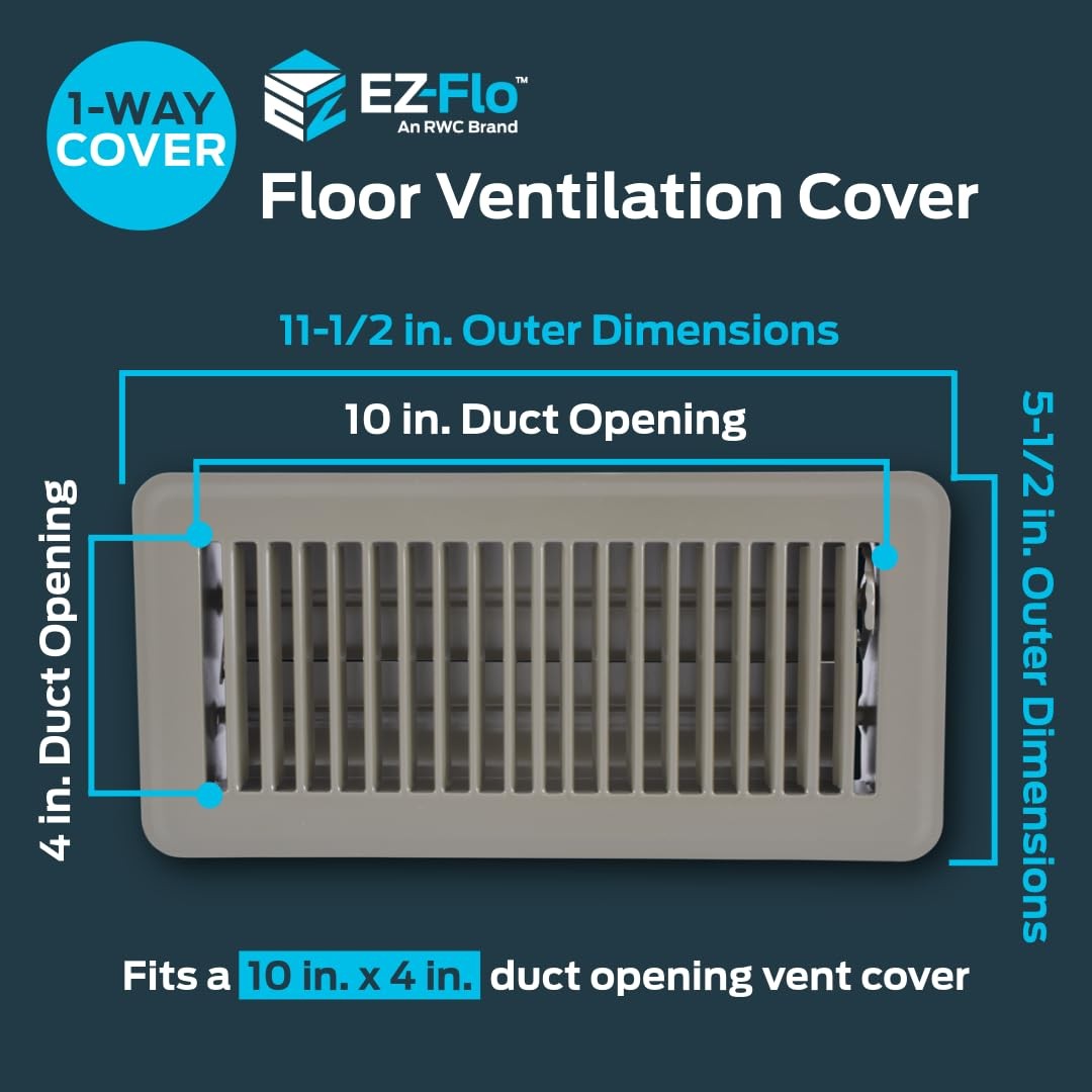 EZ-FLO 4 x 10 Inch (Duct Opening) Floor Register Vent 4 in. x 10 in., Brown