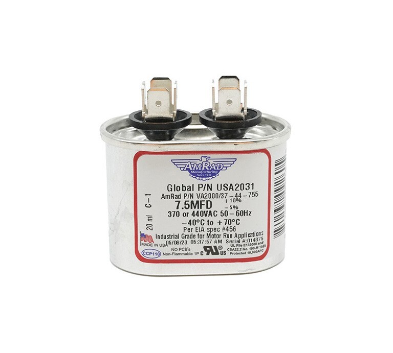 MARS USA2031 AmRad 7.5 MFD 370/440V Oval Motor Run Capacitor, Made in USA