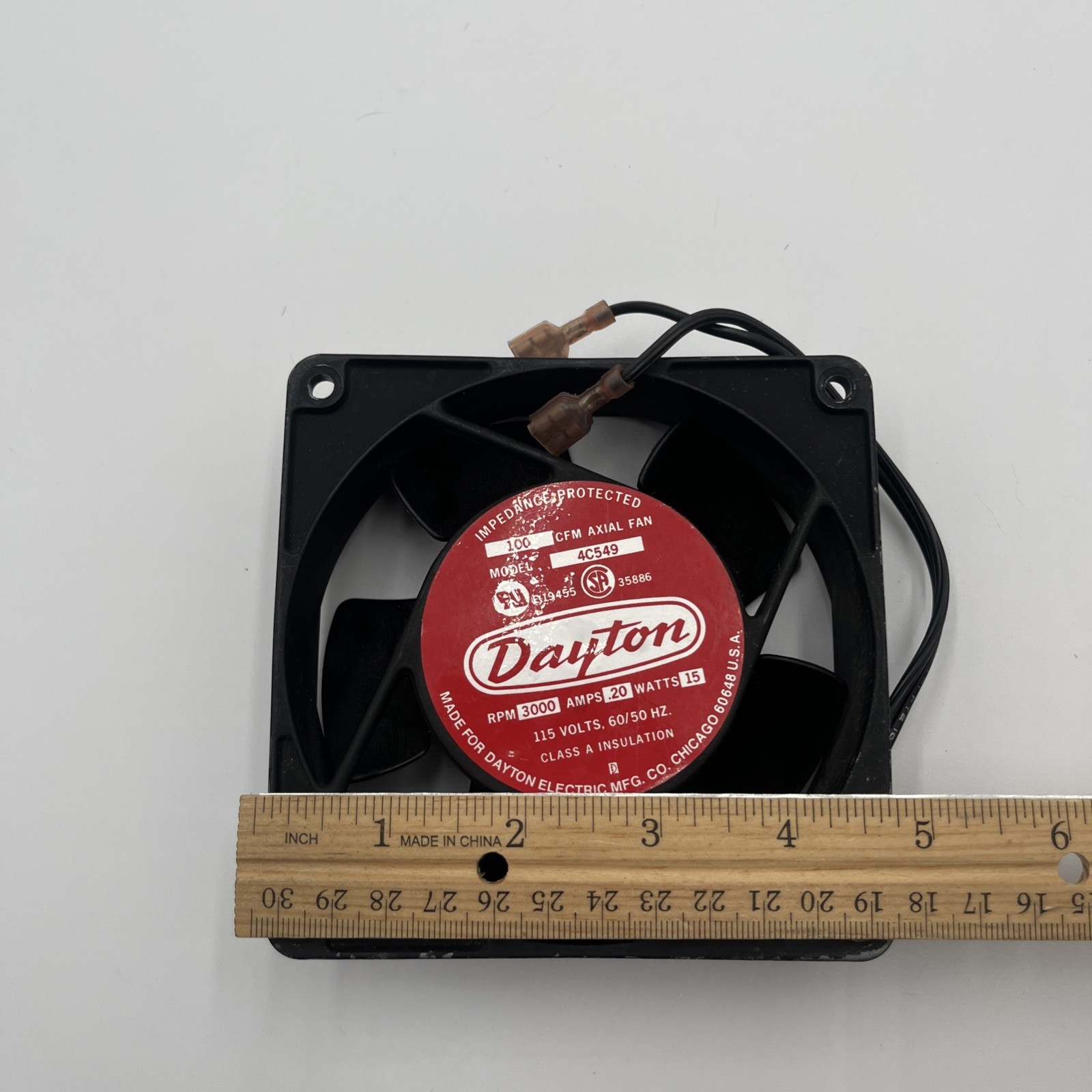 Dayton Axial Fan 4C549 15W .20 Amps 15 Watts 115V 60/50 Hz 3000 RPM USA VTG