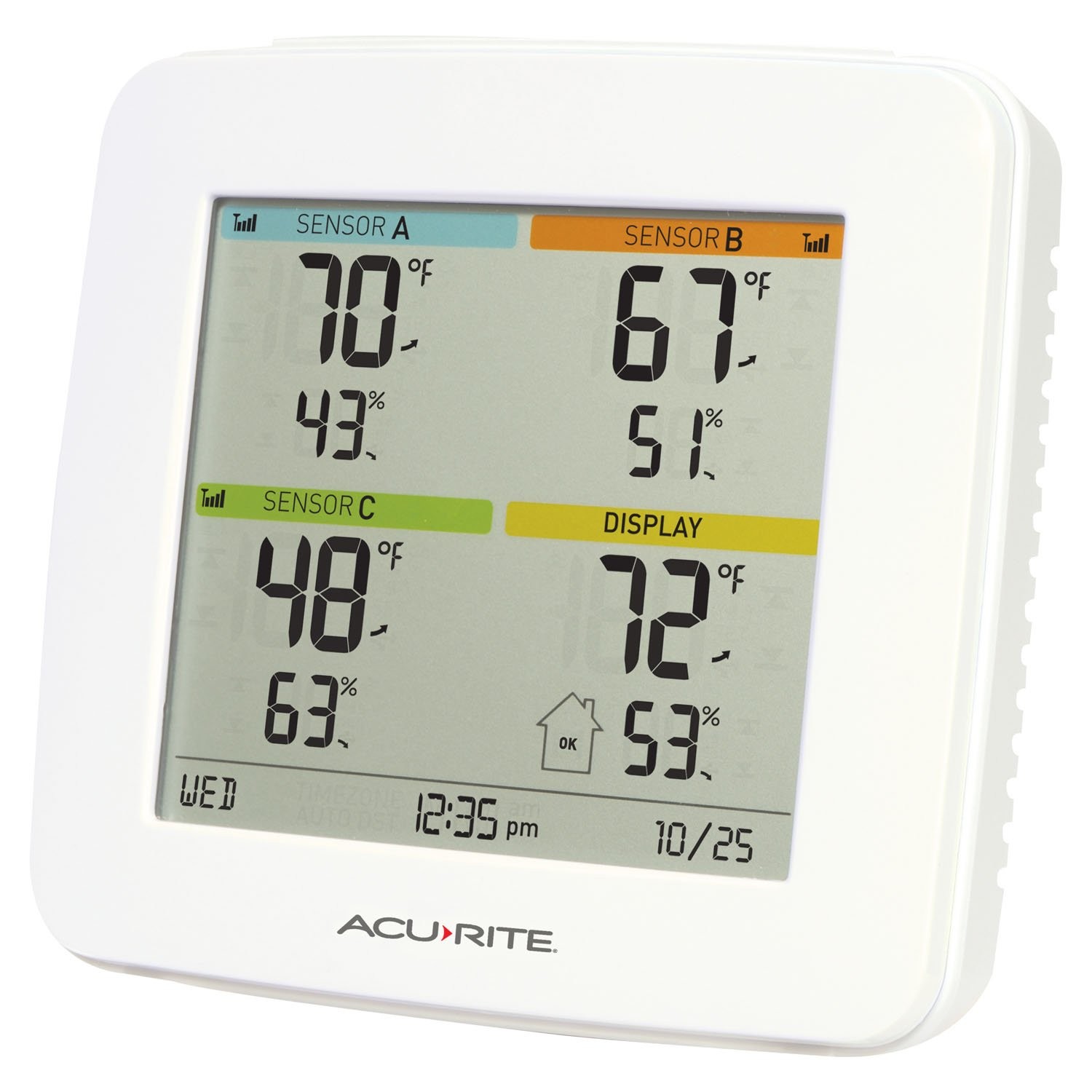 AcuRite 01094M Temperature & Humidity Station with 3 Indoor/Outdoor WHITE