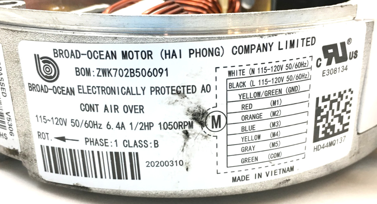 BROAD-OCEAN ZWK702B506091 ECM Module ONLY HD44MQ137 KMSAH013C109 120V used #Z790