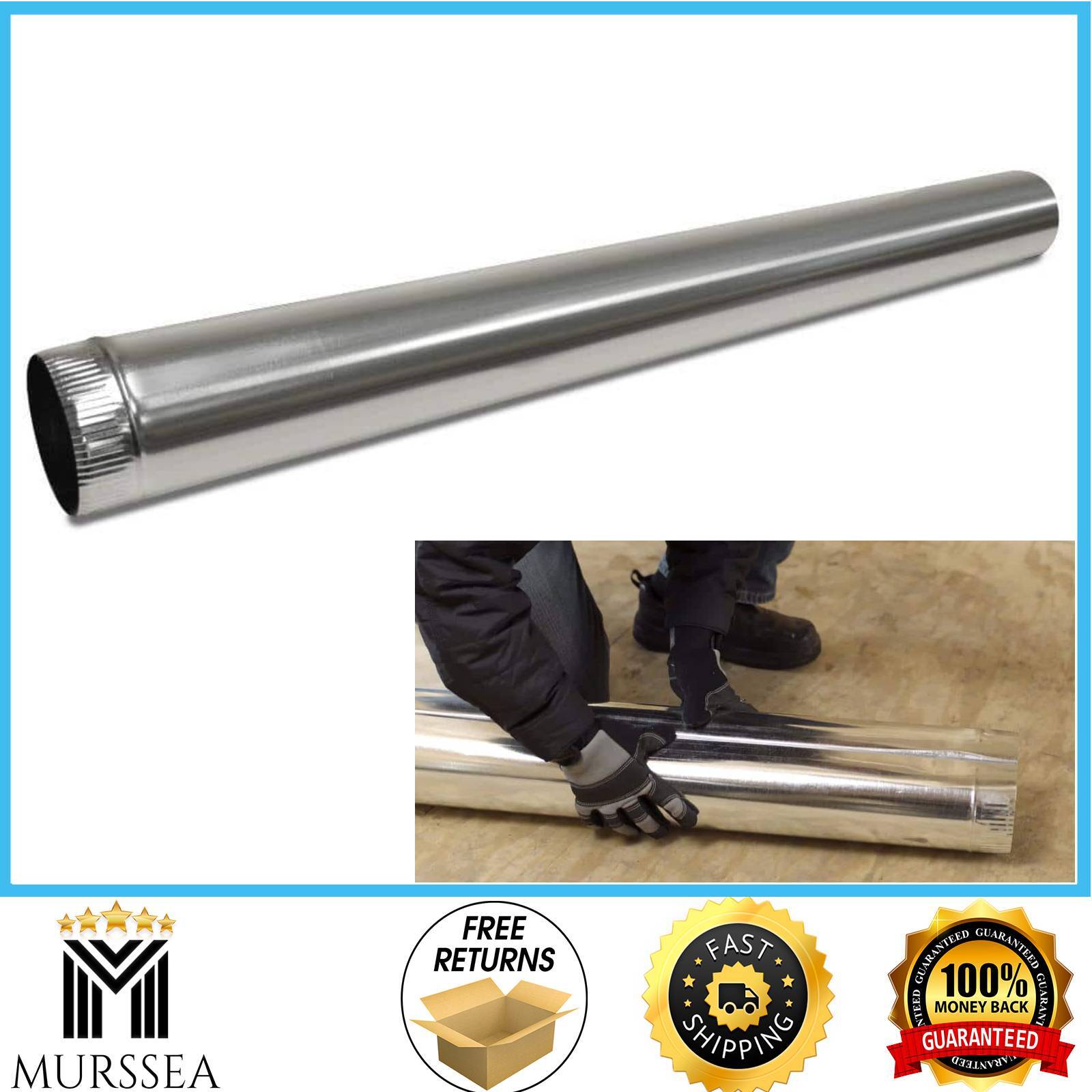 10 In. X 5 Ft. Round Metal Duct Pipe | Crimped Galvanized Hvac In Stee Cooling