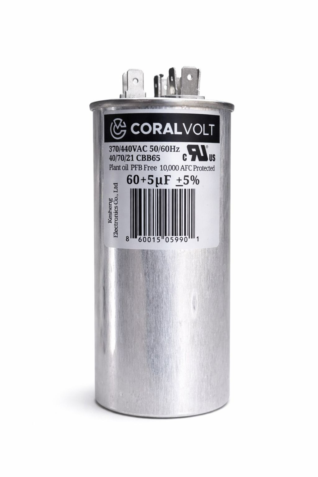 CORALVOLT 60/5µF 60+5 MFD Dual Run Round Capacitor