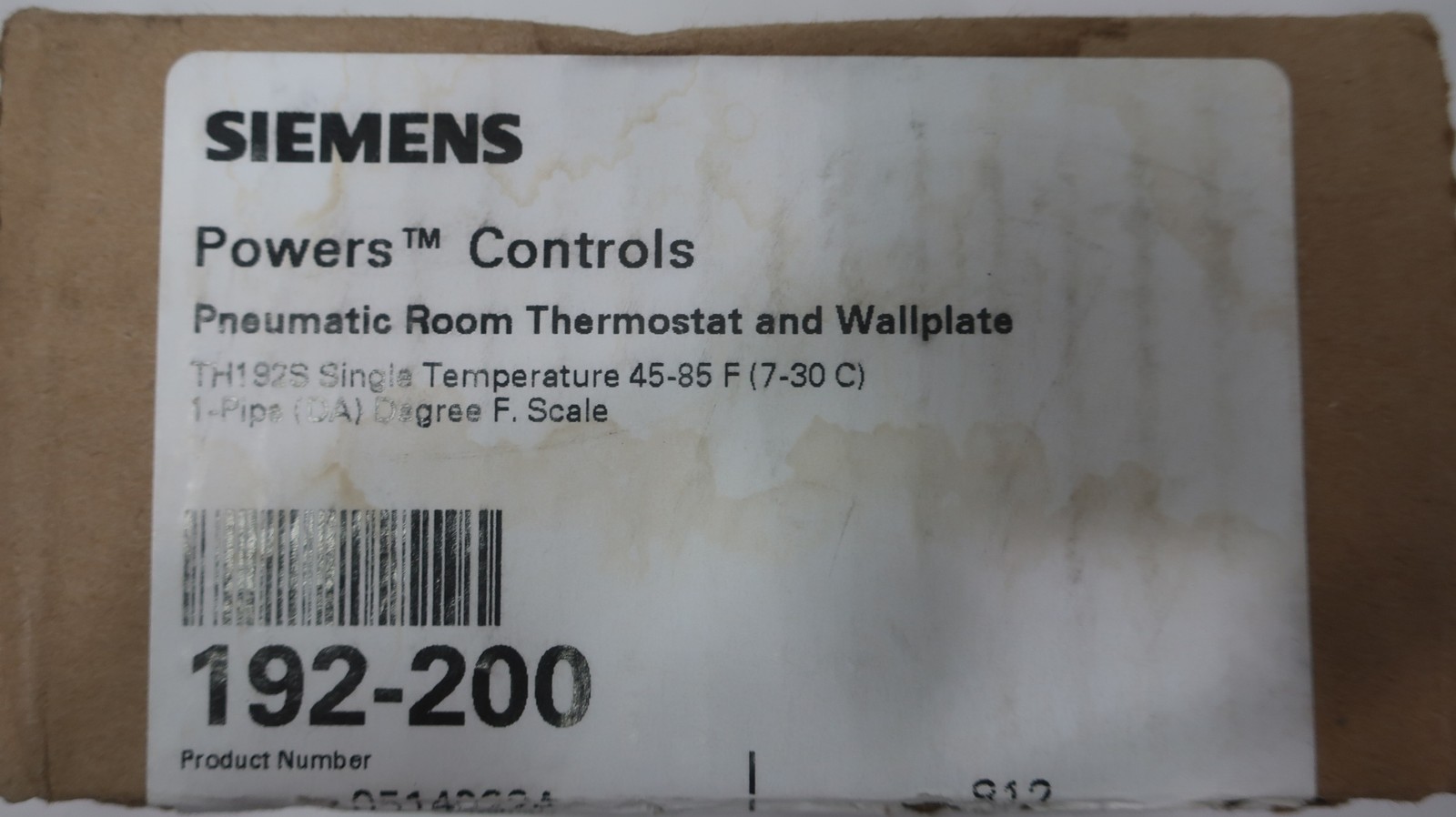 Siemens 192-200 Pneumatic Room Thermostat 45-85f