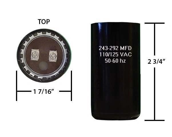 243-292 MFD 110/125 VAC motor start capacitor
