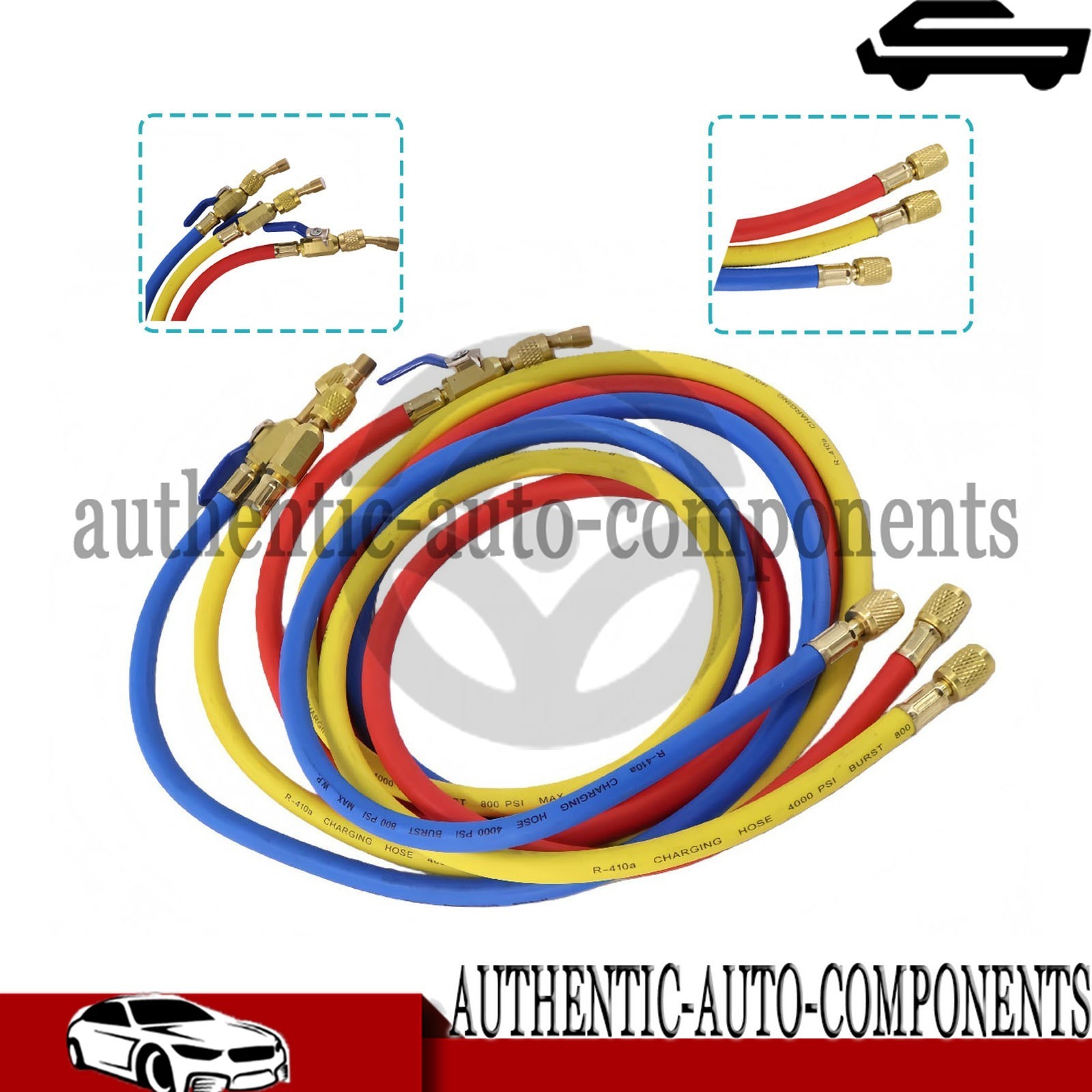 For Yellow Jacket Plus II 1/4″ Charging Hose Set 72″ Compact Ball (Pack of 3)