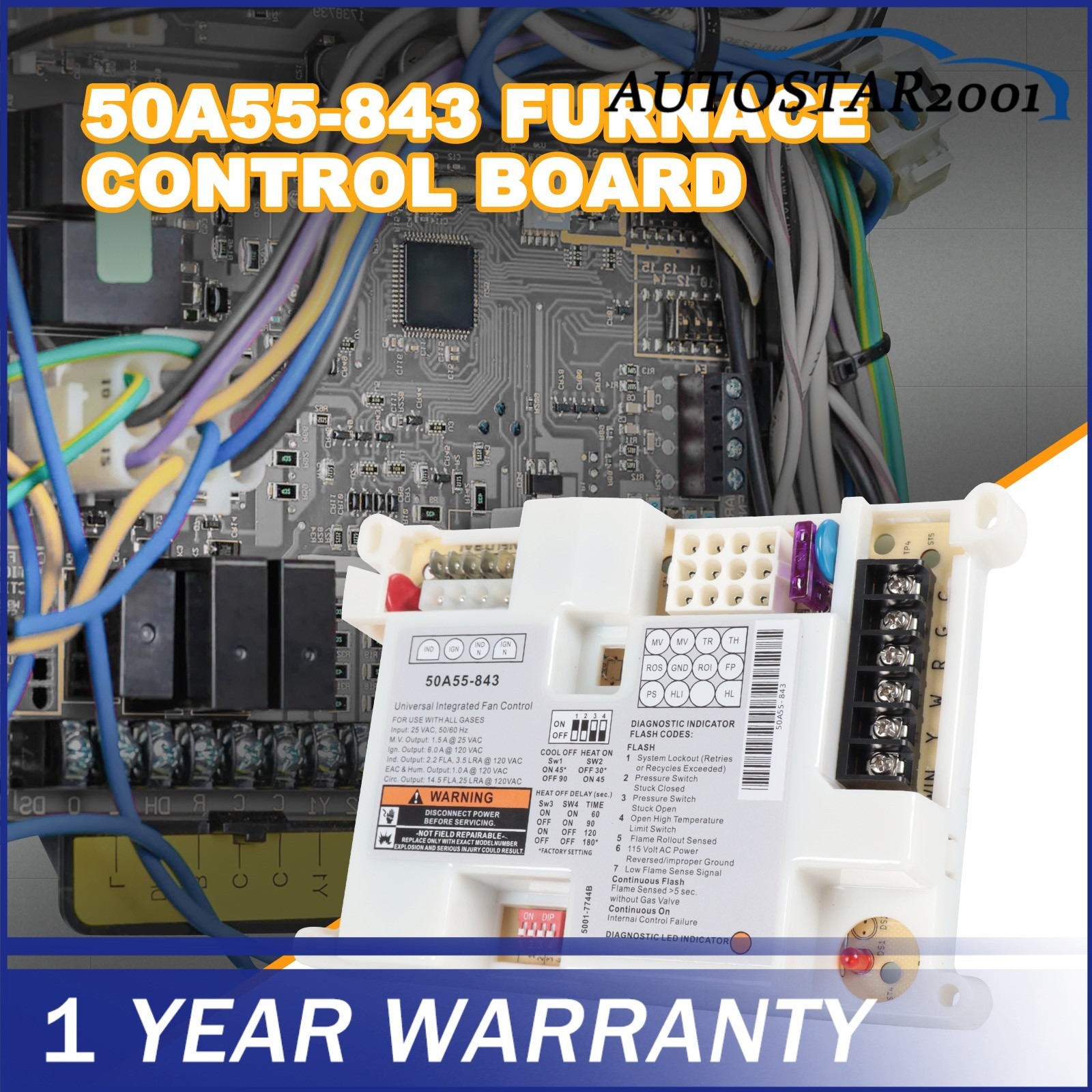 50A55-843 Fit For White Rodgers Lennox Integrated Furnace Control Board NEW