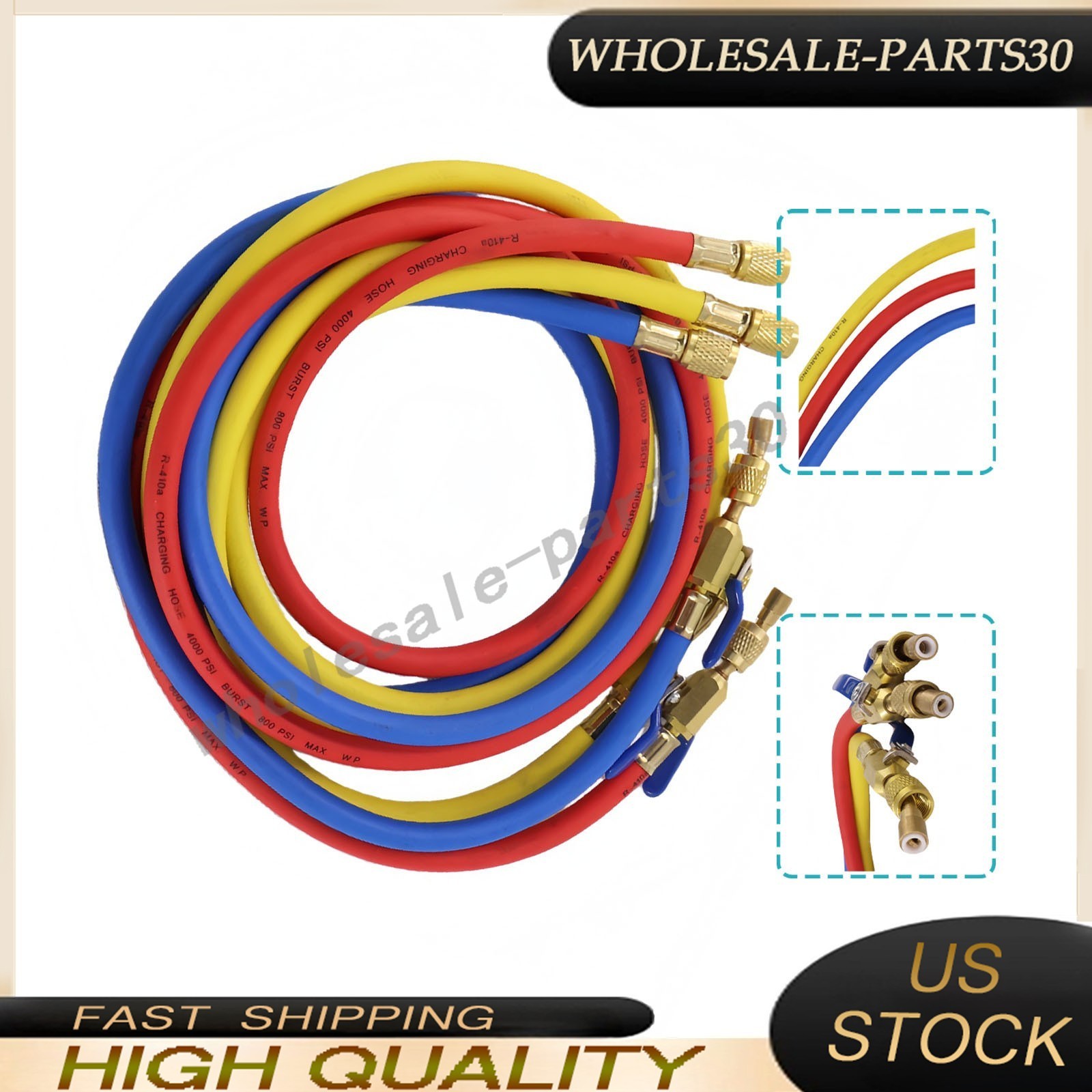 For 29986 Plus II 72″ HVAC Charging Hose Set 1/4″ (3-Pack) NEW USA