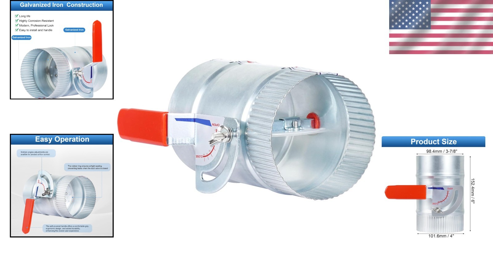 HVAC Manual Volume Damper – Galvanized Iron Construction