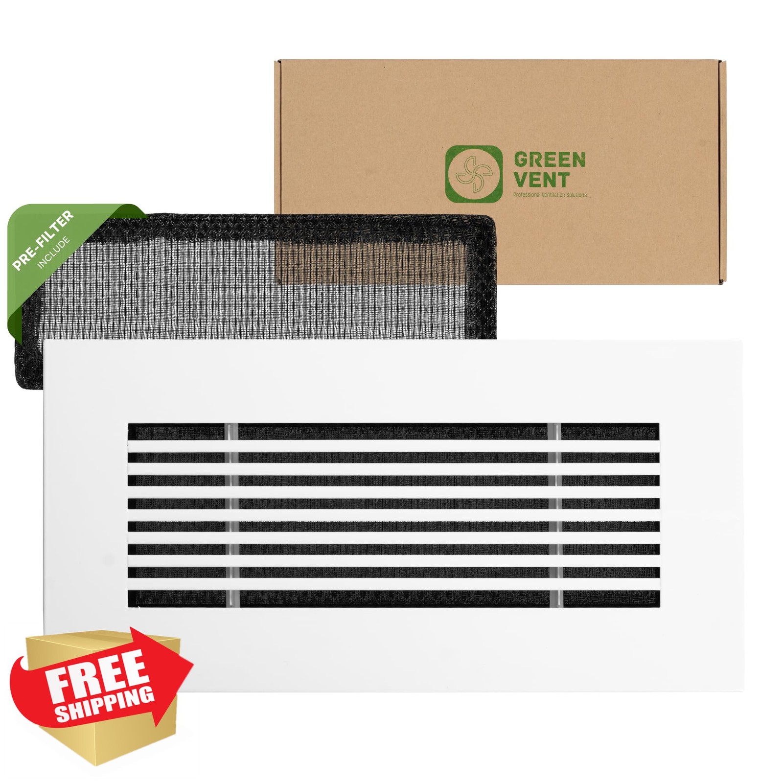 GREEN VENT White 4×10 Grille Floor Vent