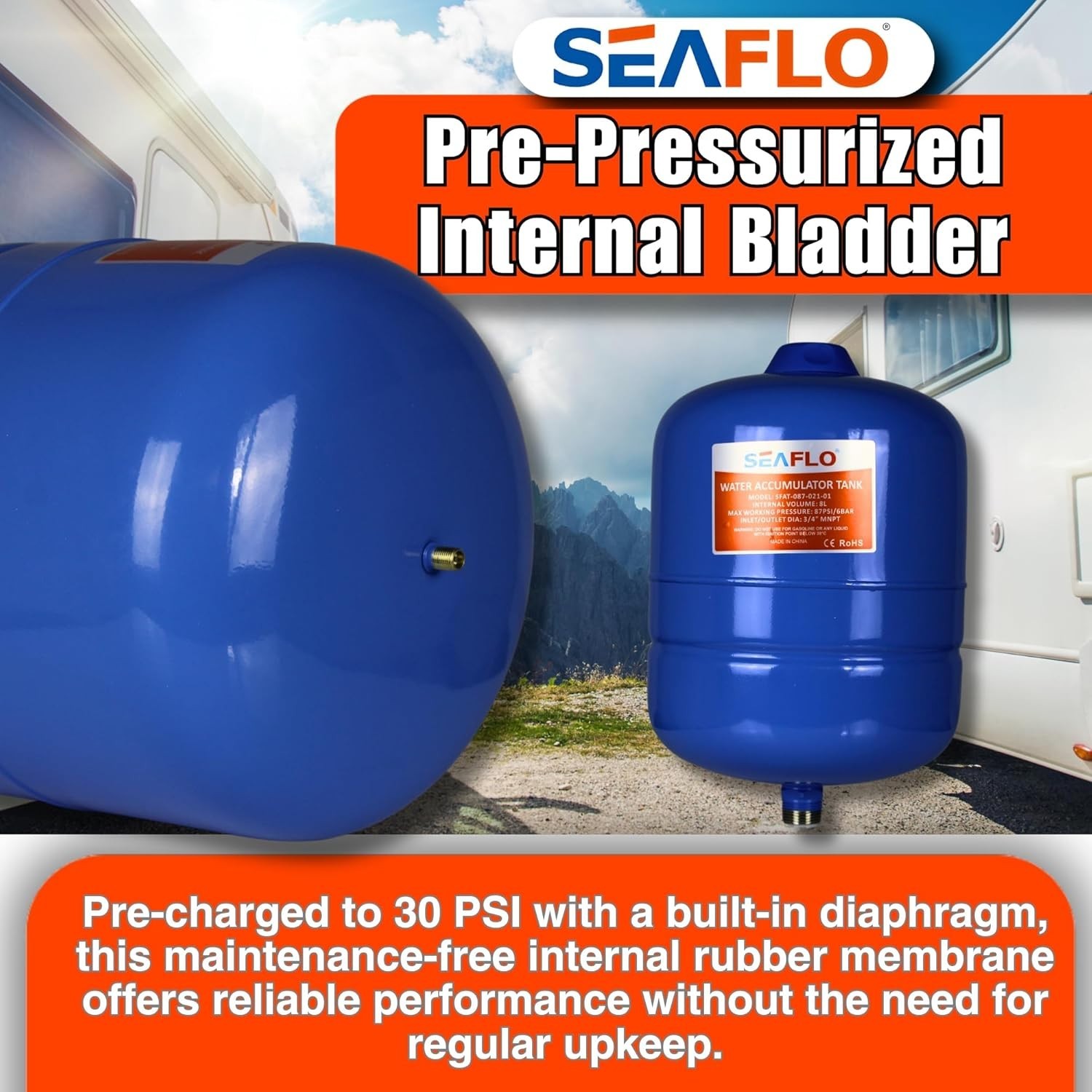 2 Gallon Pre-Pressurized Accumulator Tank – Smooth Flow & Reduced Pump Cycling