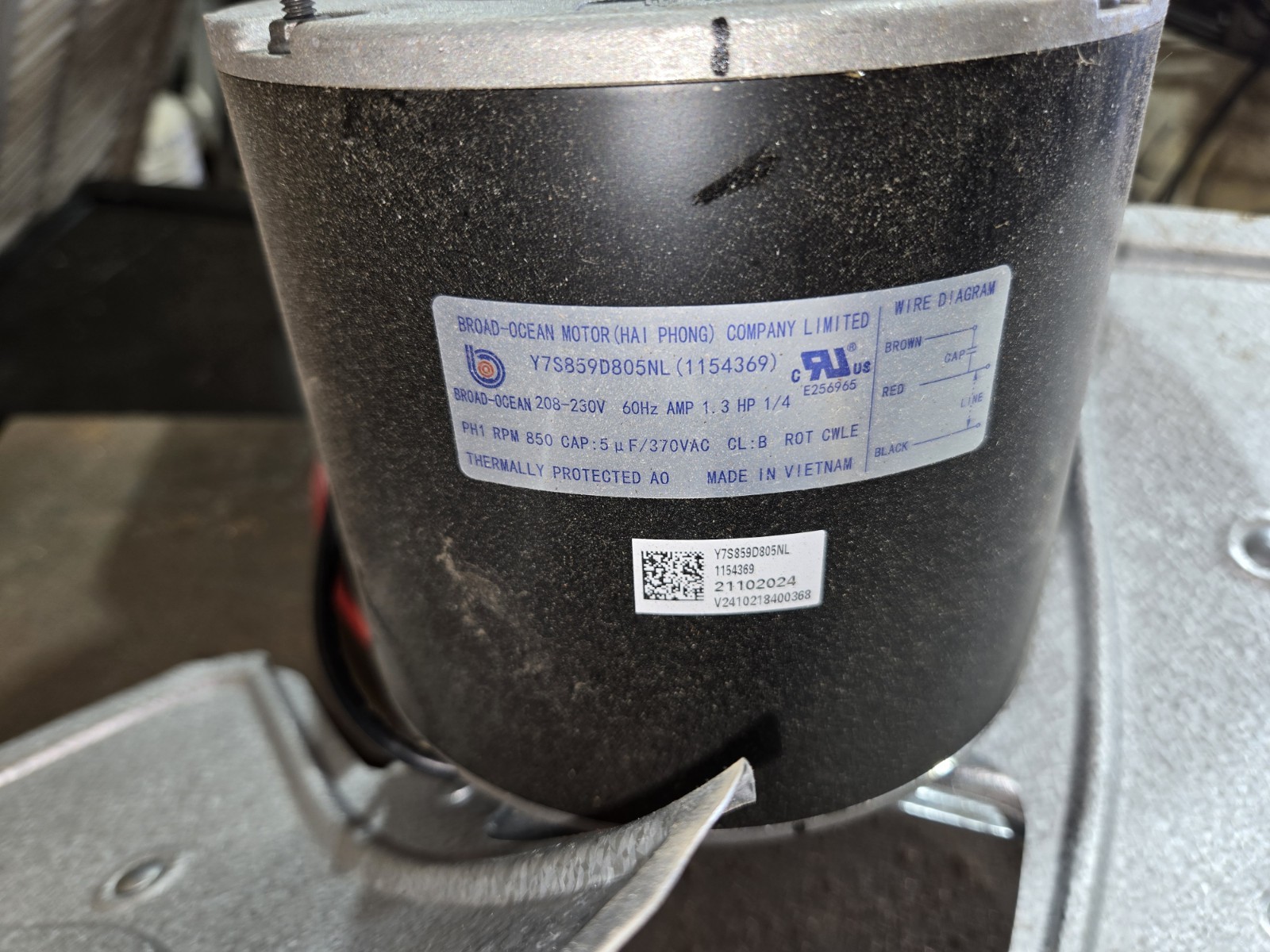 Broad Ocean Motor Y7S859D805NL (1154369) Fan Motor 208-230 V 1/4 HP