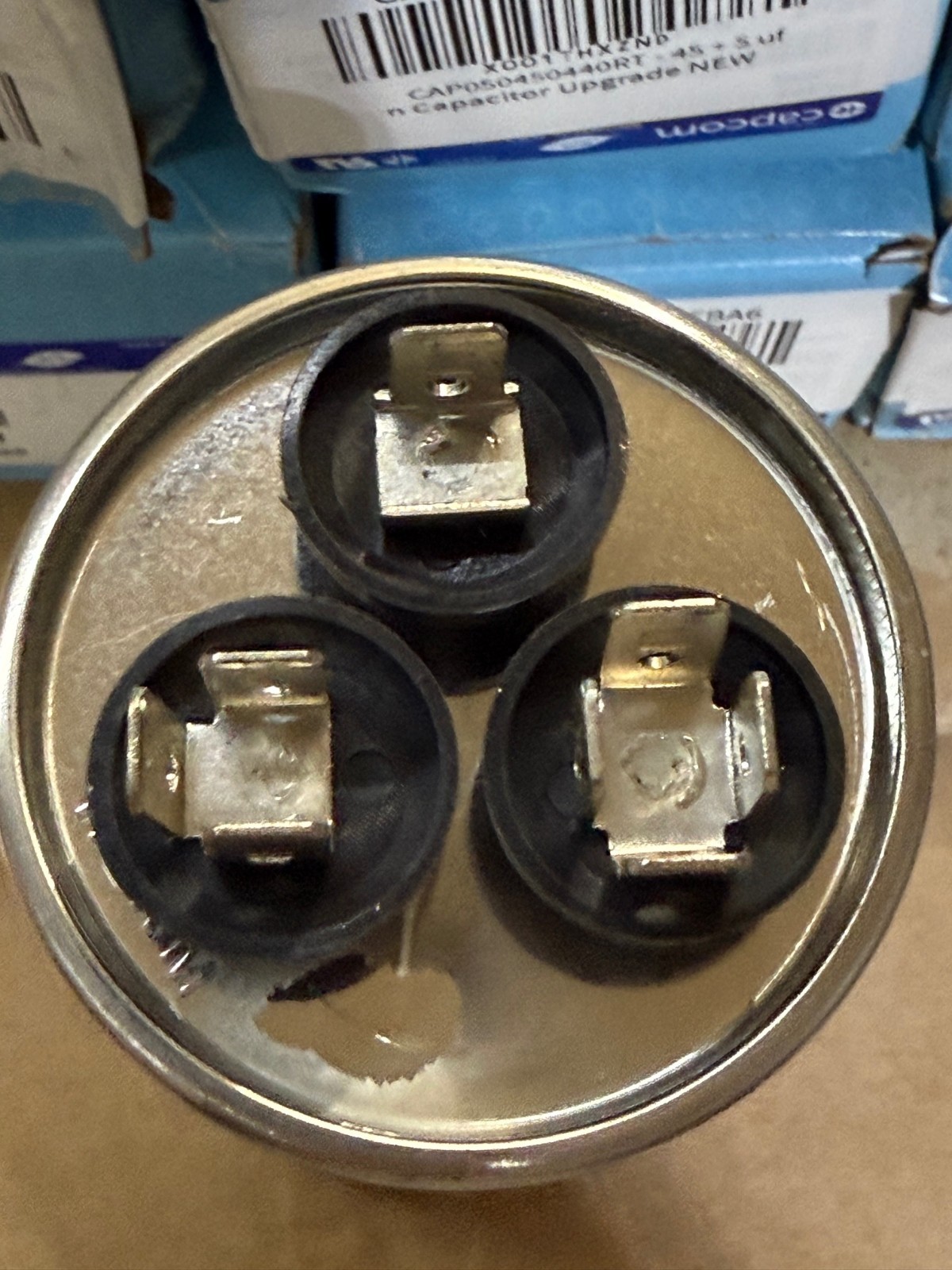 (6 PACK) Capcom Round Run Capacitor 27L889 45 + 5 uf MFD 440 Volt VAC