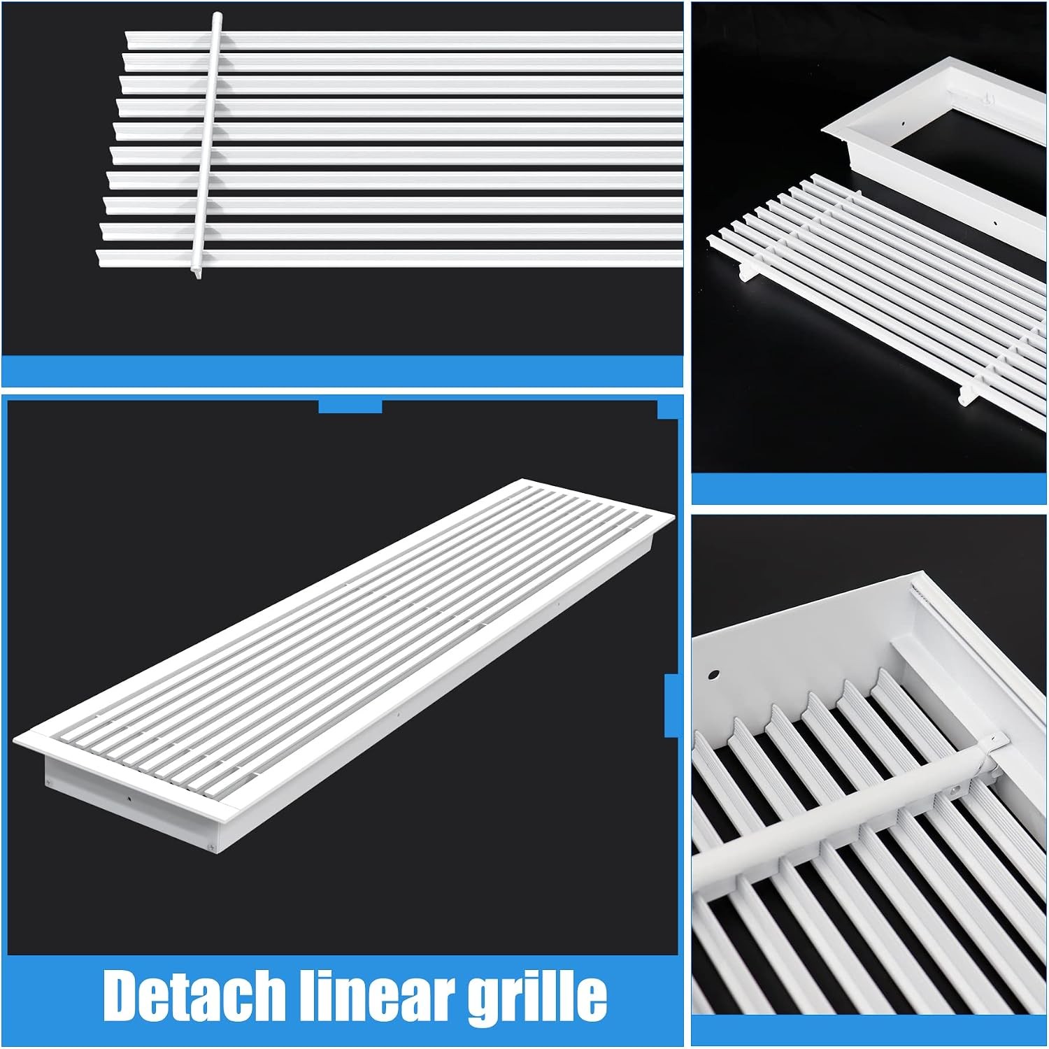 White 32″x8″ Linear Bar Air Vent Grille HVAC Register for Ceiling Wall Floor