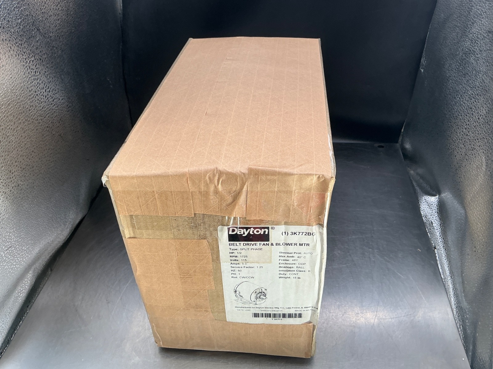 Dayton 3K772BG Belt Drive Fan and Blower Motor 1/2hp, 1725rpm