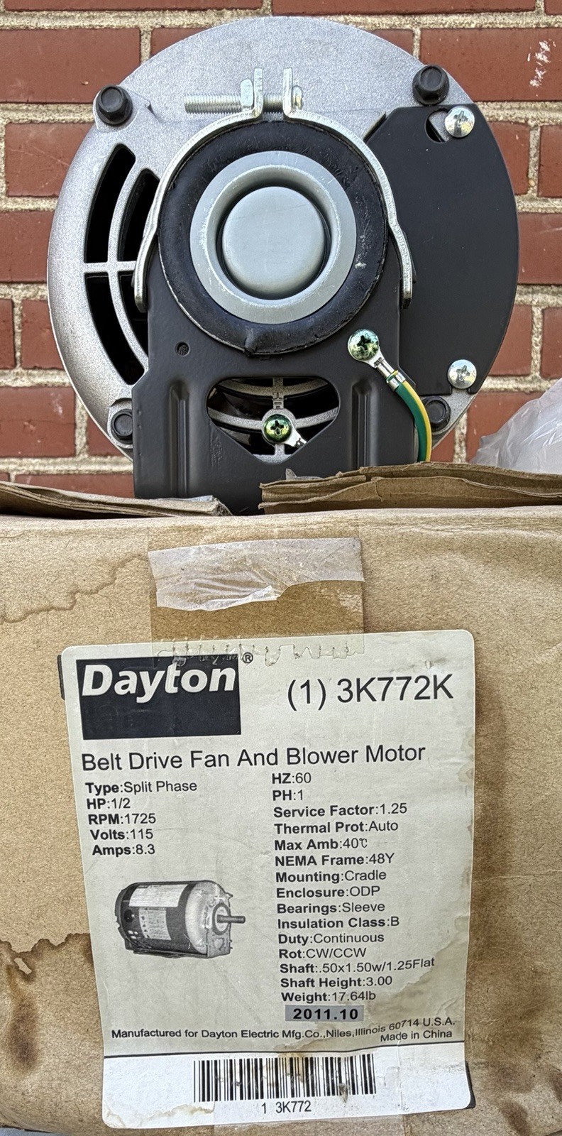 Dayton 3K772K Belt Drive Fan and Blower Motor EB-20130