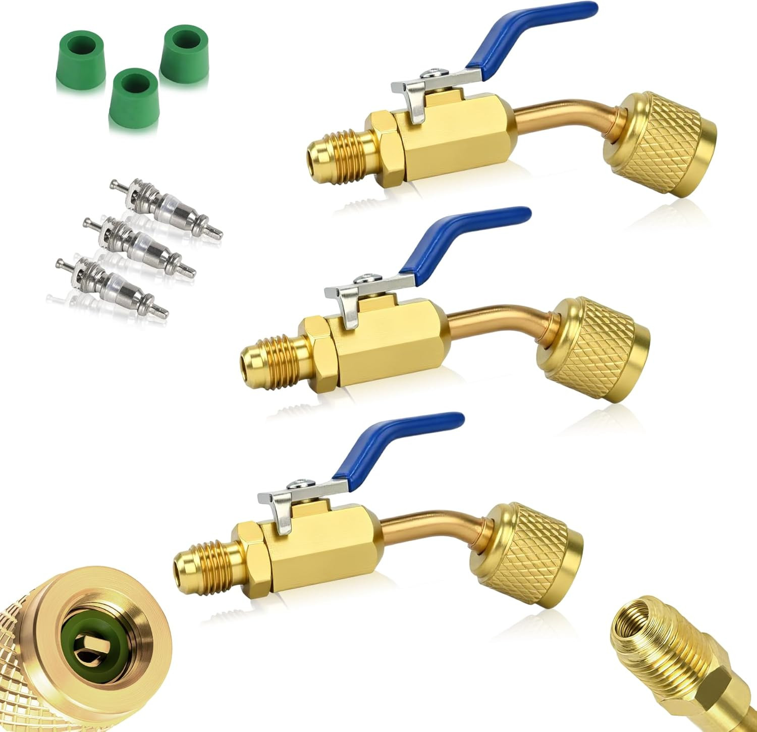 3-Piece A2L R32/R454B Ball Valve Adapter, 1/4″ R32/R454B A2L Refrigerant LH Tank