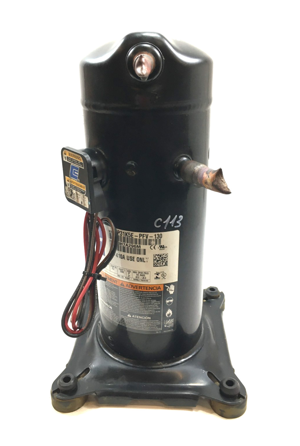 Copeland 2.5 Ton Scroll Compressor ZP31K5E-PFV-130 R410A 208/230V 1 PH used C113
