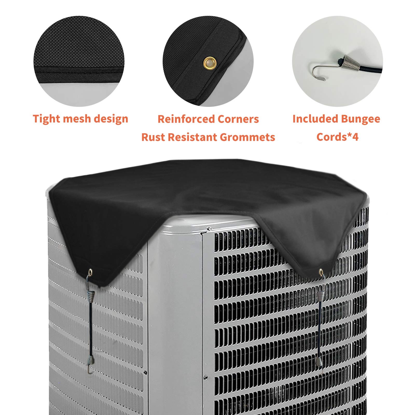 Qualward Air Conditioner Covers for Outside Units, Solid cover 36″x36″, Black
