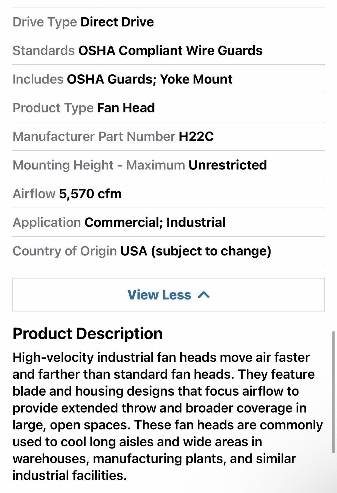 Patterson H22c High Velocity Industrial Fan Ceiling Column Floor Wall Dented Box
