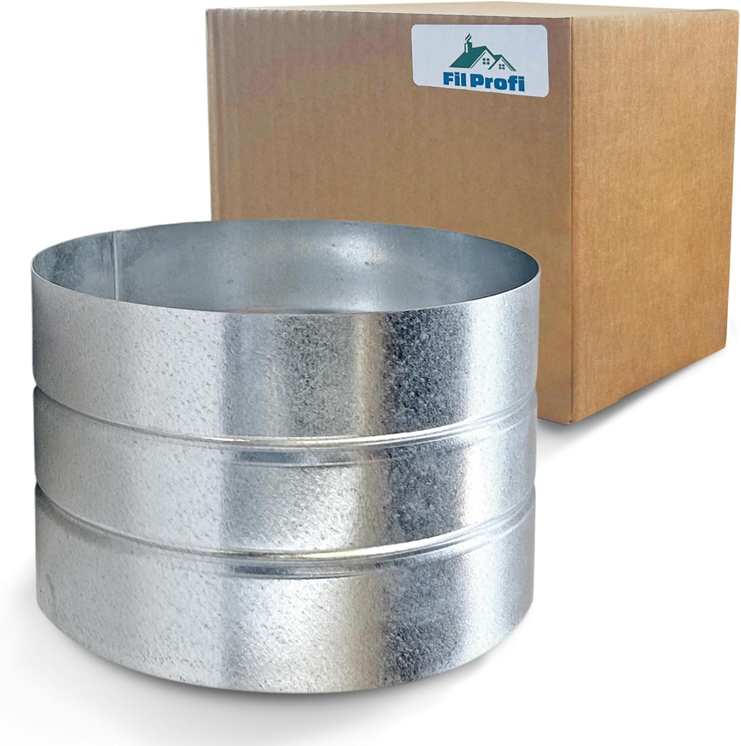 Outside-Fit. 8 Inch Diameter. round Duct Coupling Sleeve, 4″ Long, Galvanized St