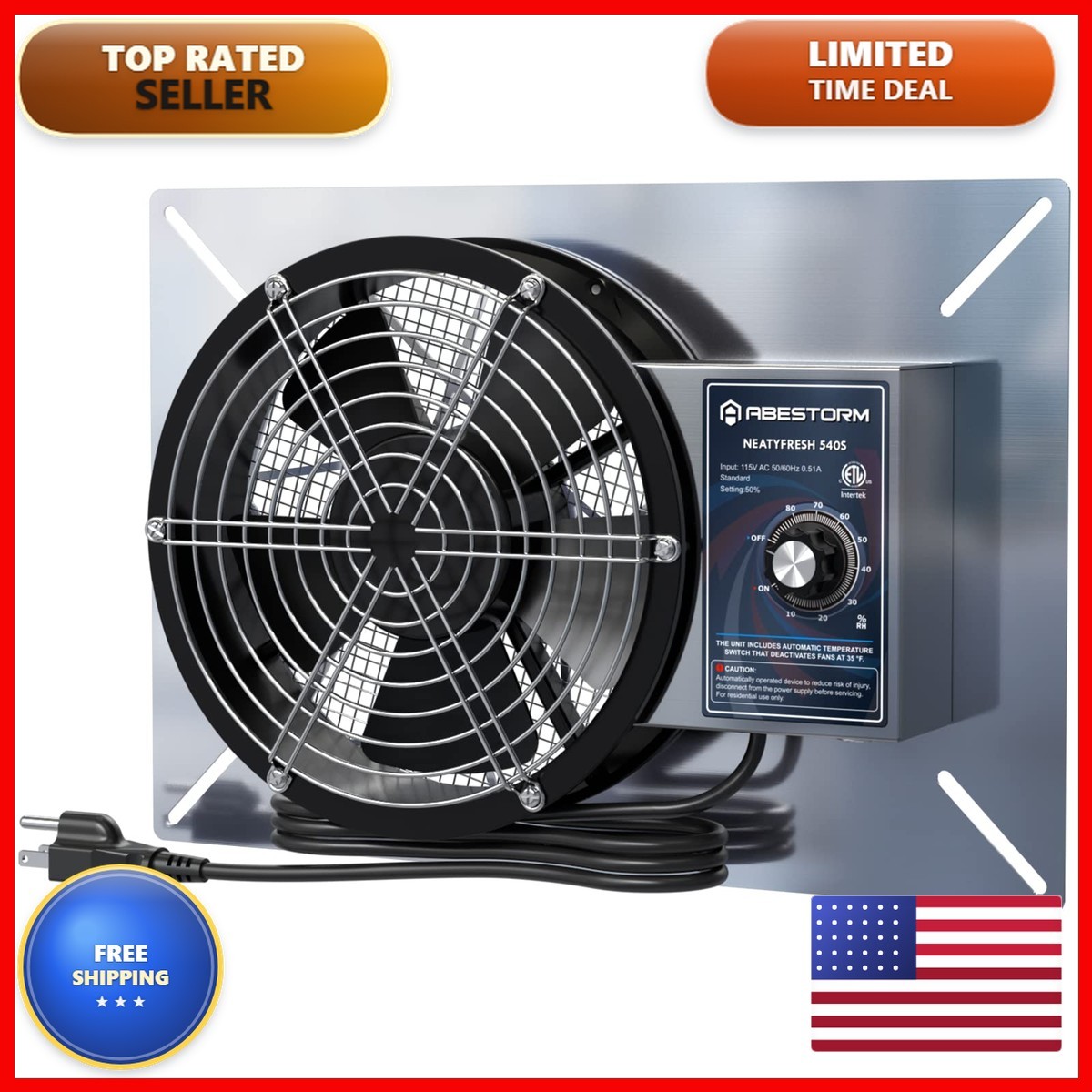 Abestorm 540Cfm Ventilation Fans Ip-55 Grade Basements Vent Fan 8.7 Inches