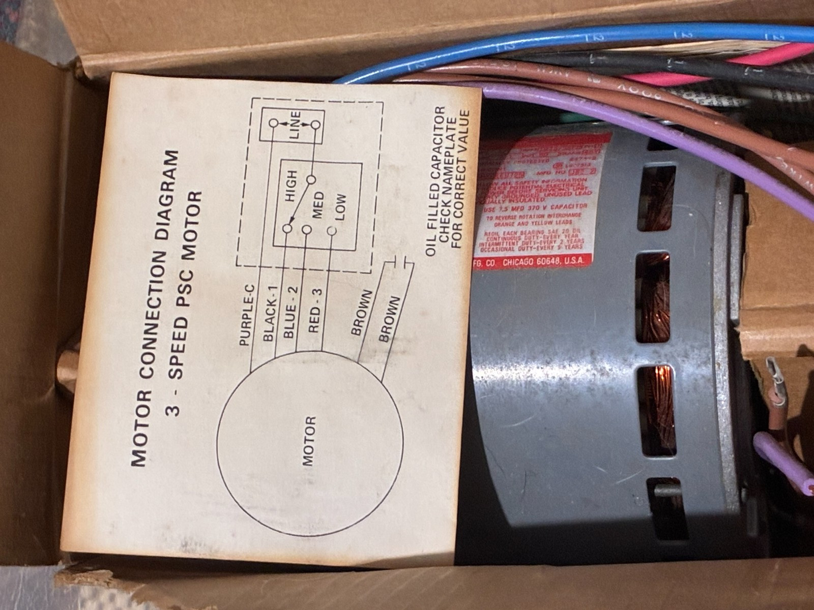 NEW OLD STOCK DAYTON HVAC 3M855 FURNACE AIR HANDLER BLOWER MOTOR 1/2 HP 3 SPEED