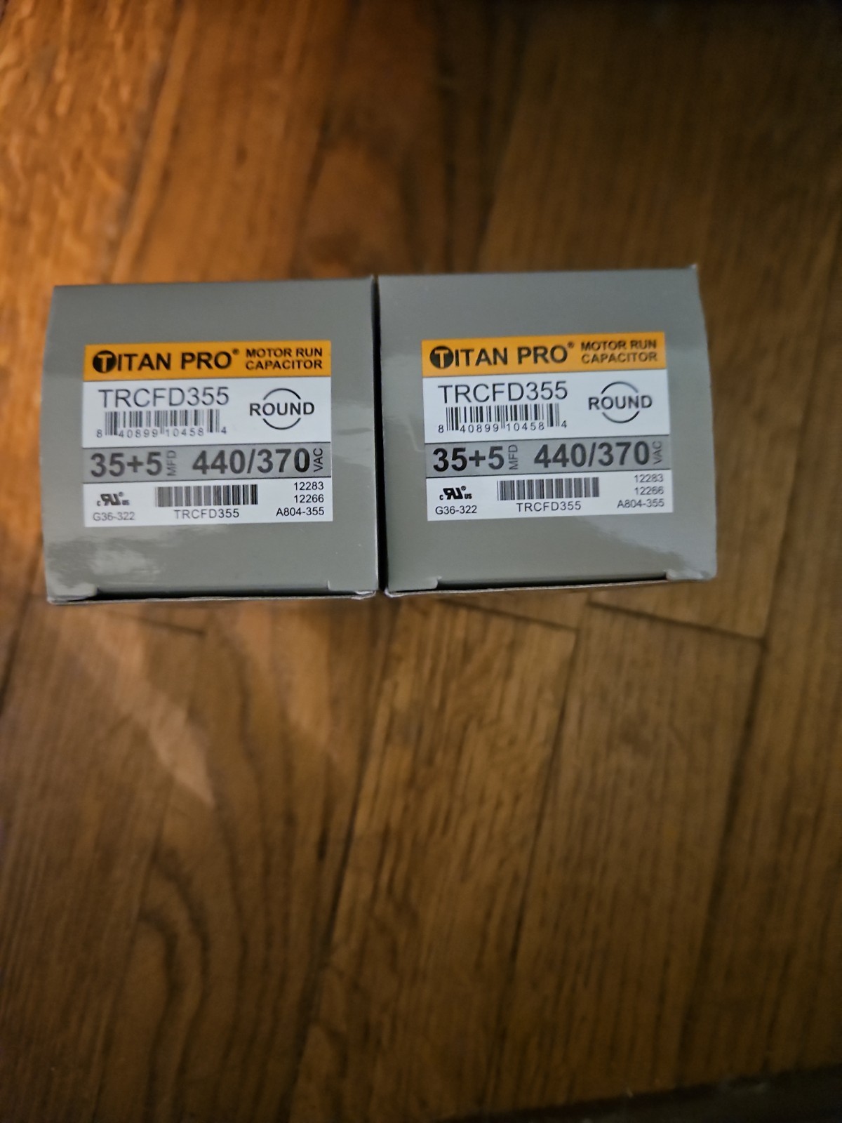 Lot Of 2 – Titan Pro TRCFD355 HVAC Round Dual Run Capacitor. 35/5 MFD/UF440/370V