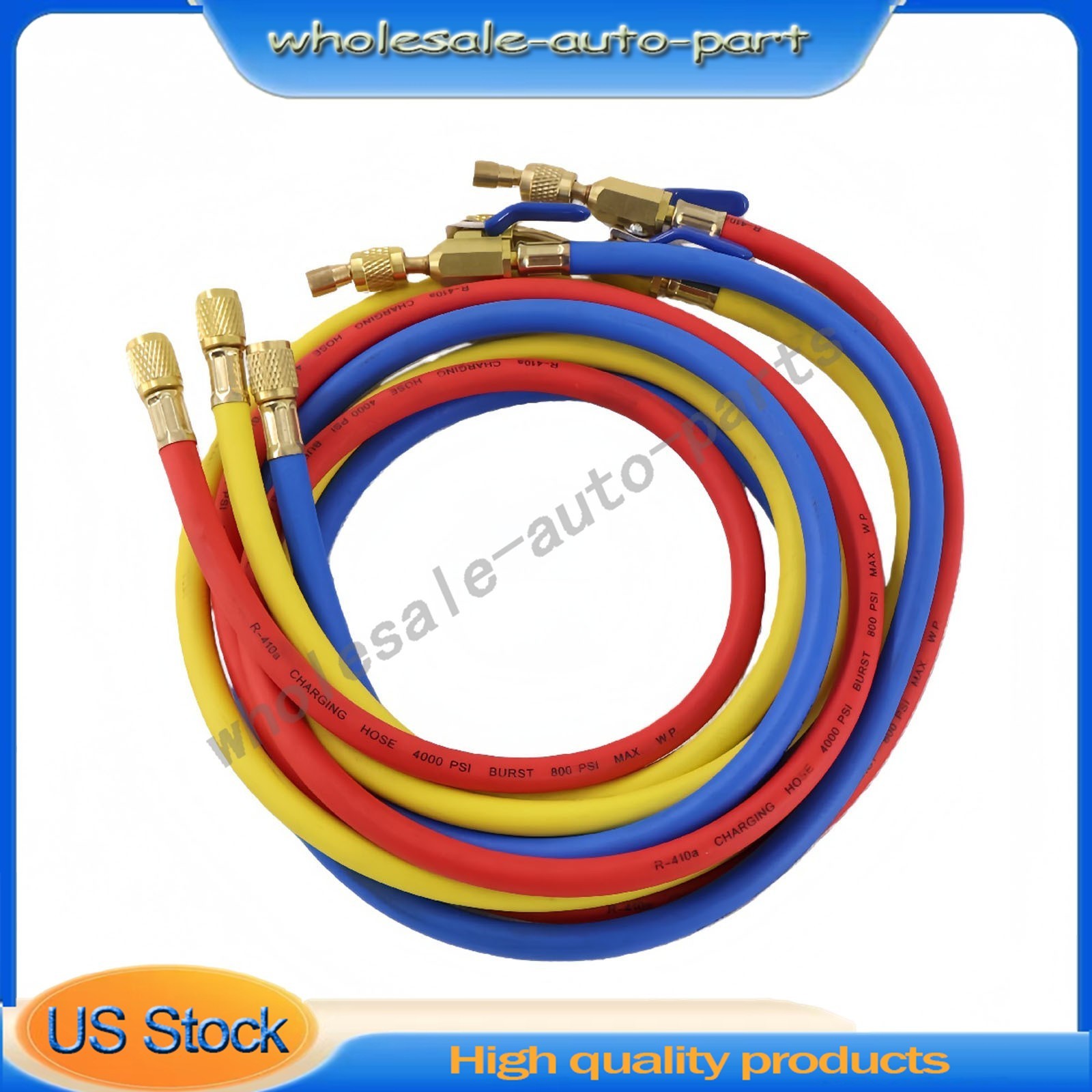 3Pack 29986 For R-410A Refrige Plus II 1/4″ Hose with Compact Ball Valve 72″ US