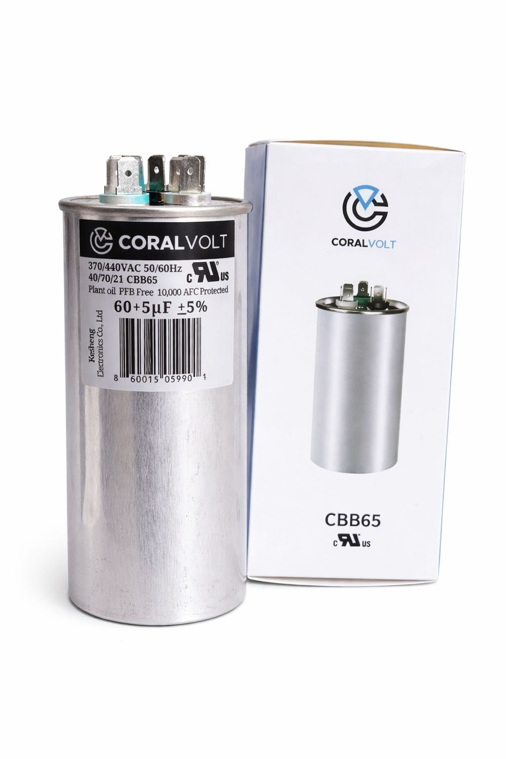 CORALVOLT 60/5µF 60+5 MFD Dual Run Round Capacitor