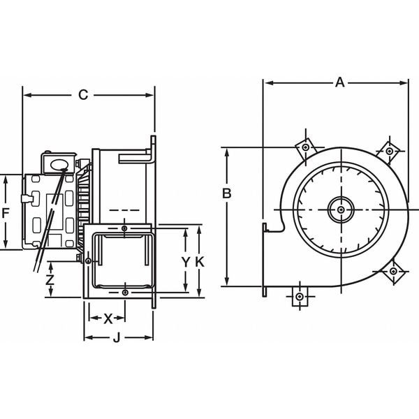 Dayton 1Tdu9 Rectangular Oem Blower, 3040 Rpm, 1 Phase, Direct Drive, Steel 1