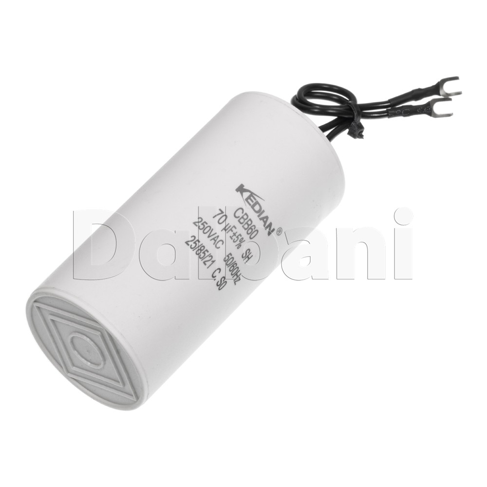 70UF 250VAC Wire Motor Run Capacitor CBB60 50/60HZ HVAC 25/85/21 45X95mm 70MFD