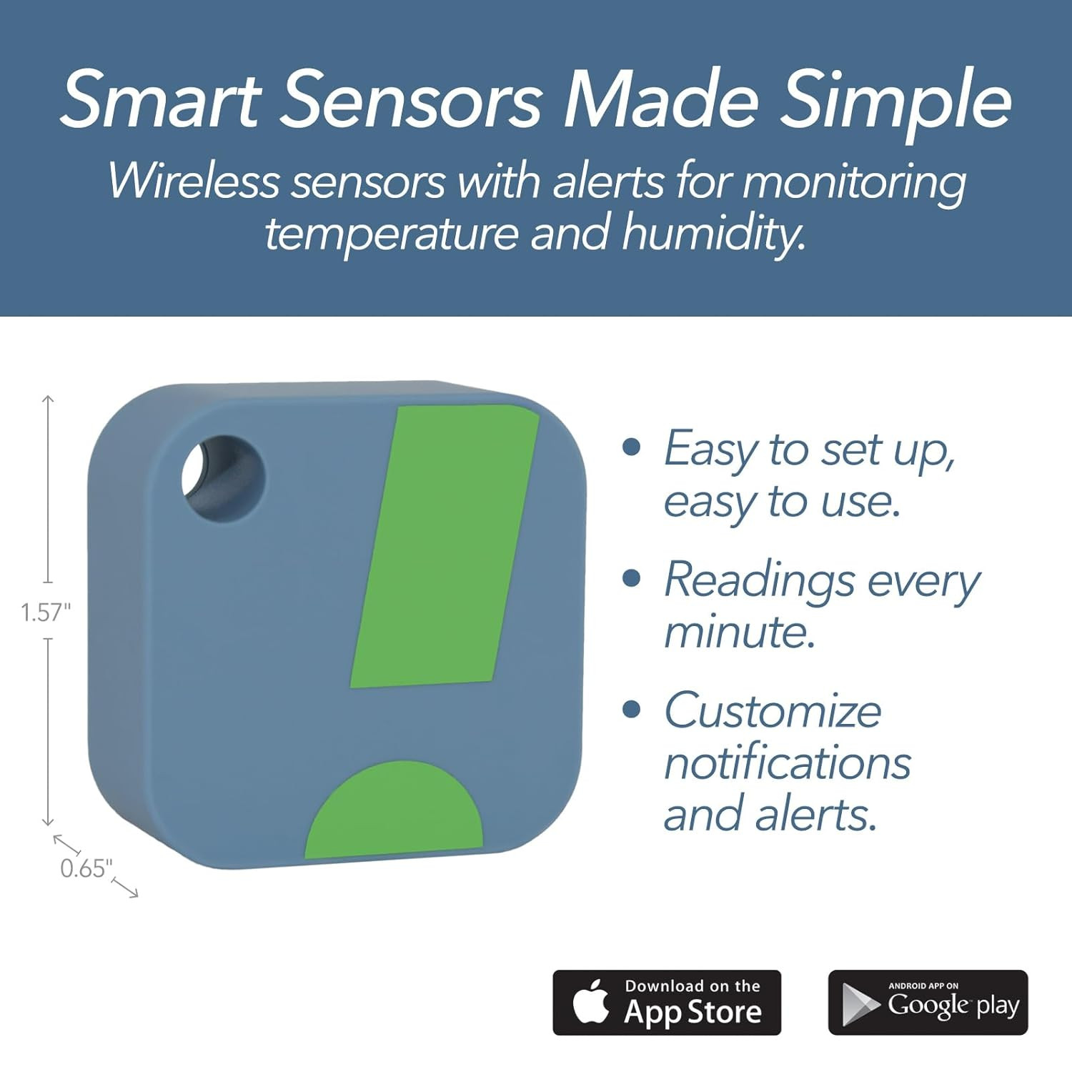 HT1 Smart Temperature Sensor & Humidity Sensor – Thermometer & Hygrometer W/App