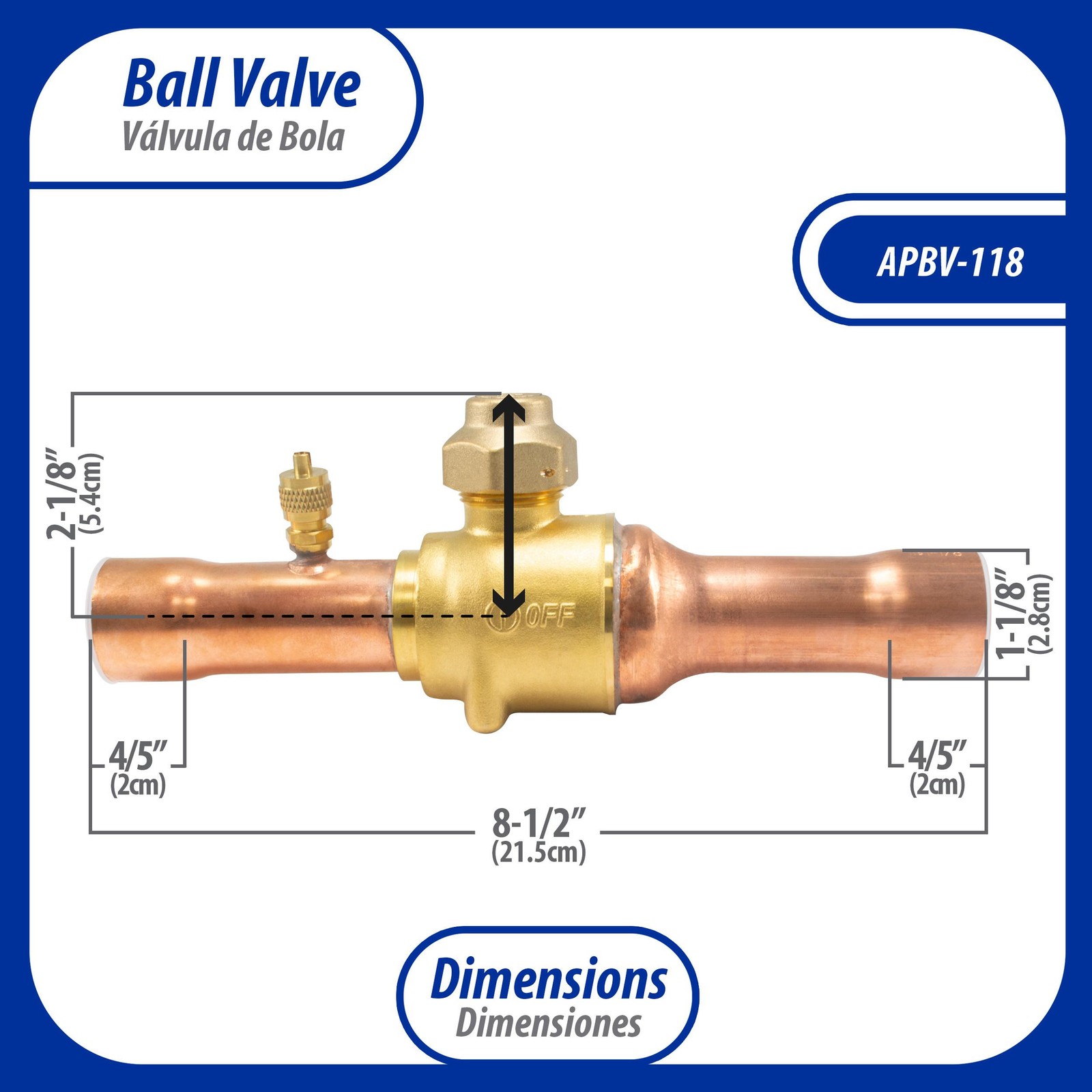 Appli Parts APBV-138 1-3/8 in Shut Off Ball Valve ODF Universal Replacement 610