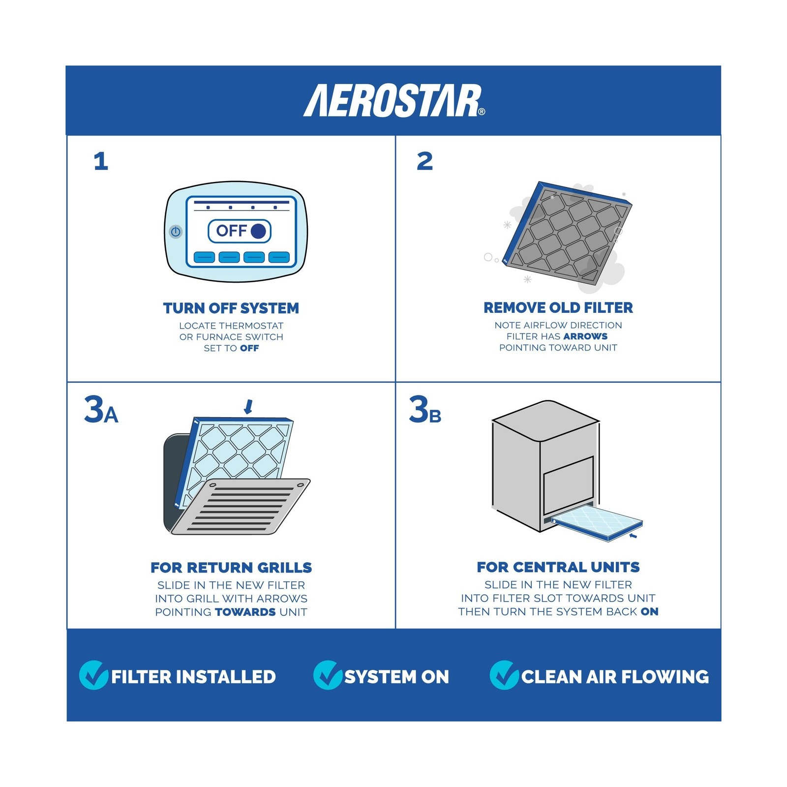 Aerostar 16x20x1 MERV 13 Air Filter, 6 Count, ACTUAL SIZE (15.50 x 19.50 x 0….