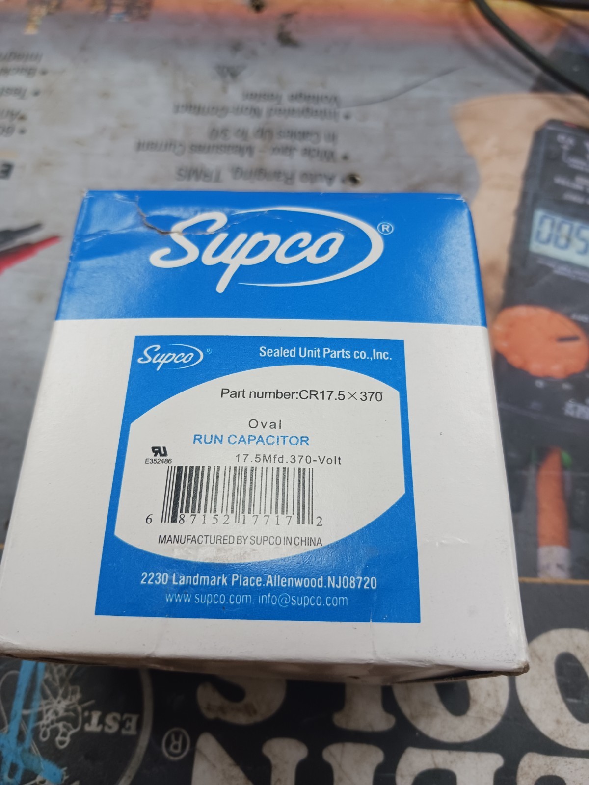 SUPCO CR17.5X370 OVAL CAPACITOR 17.5 MFD 370V