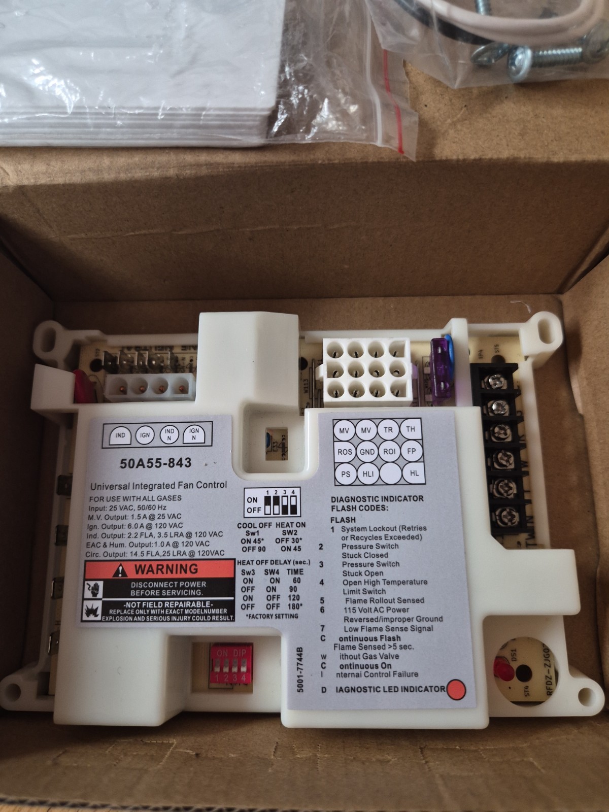 Universal Integrated Furnace Fan Control Board for White-Rodgers 50A55-843
