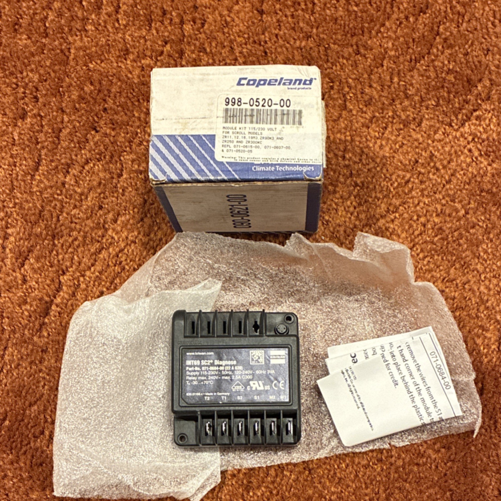 Copeland 998-0520-00 module kit 115/230V motor protector 071-0684-00 NEW