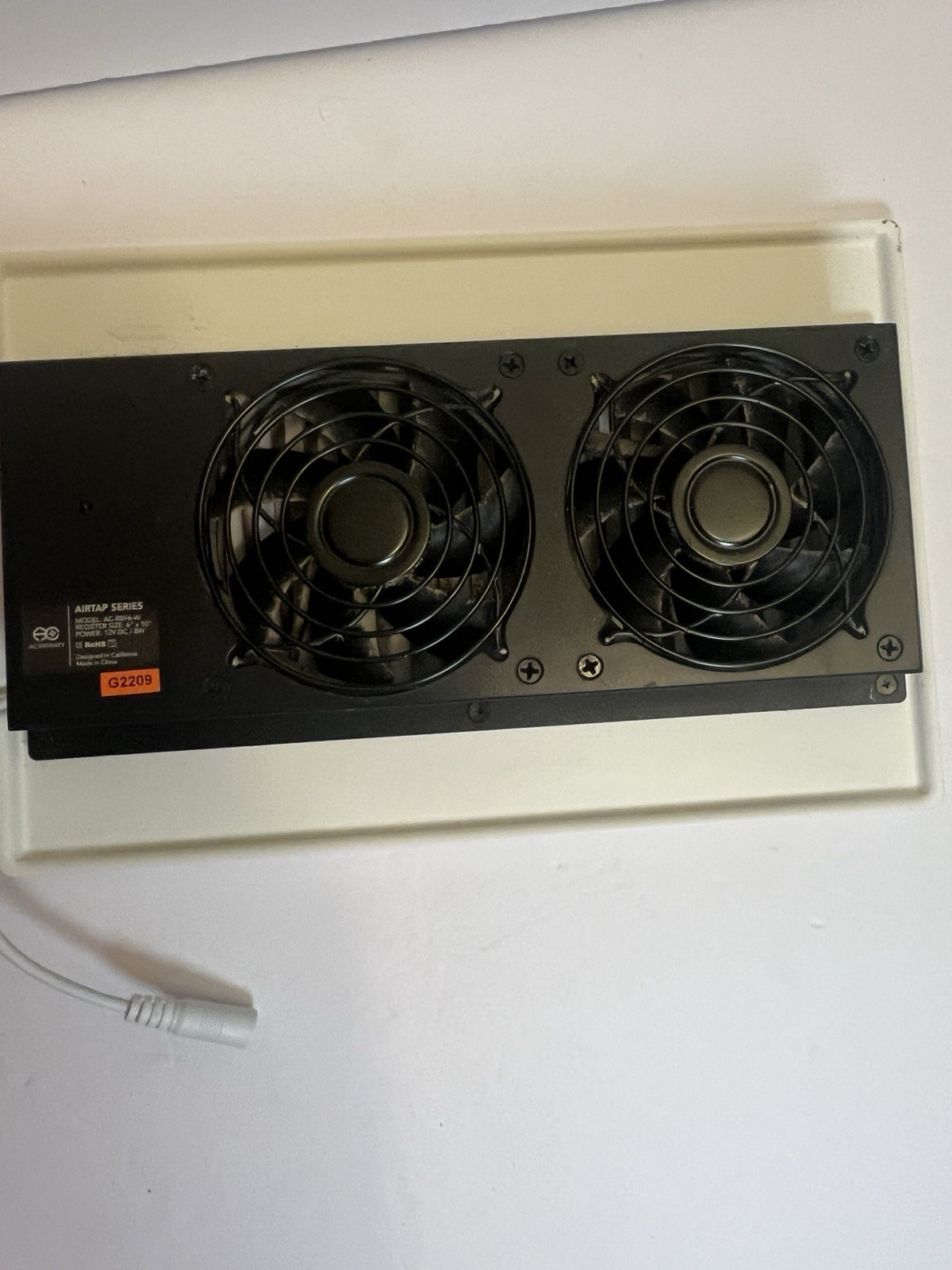 AC Infinity AIRTap T6 Wall Register Booster Fan 120 CFM 12V White 12×6. Tested.