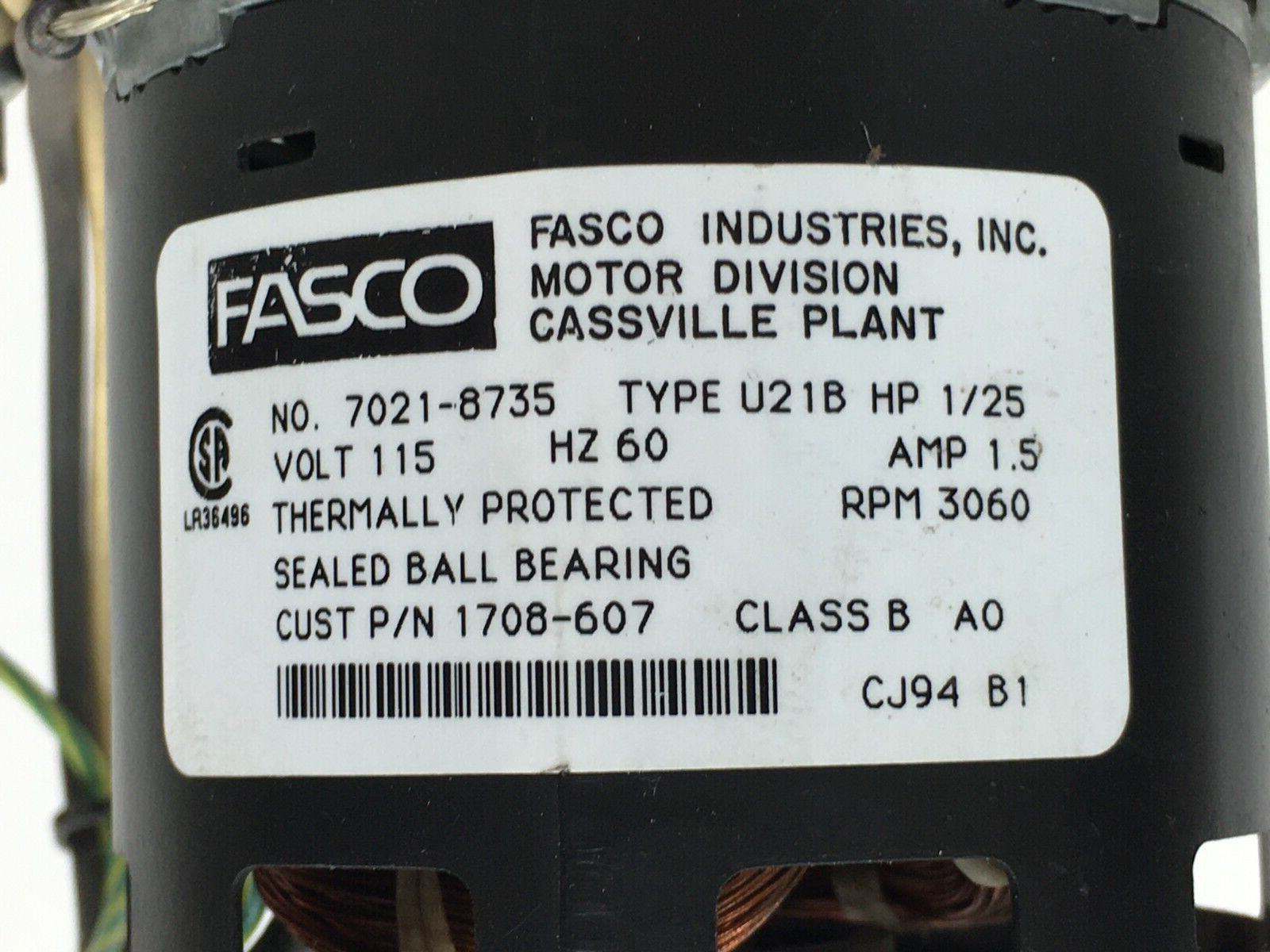 FASCO 7021-8735 1708-607 Draft Inducer Blower Motor Assembly used #MG264