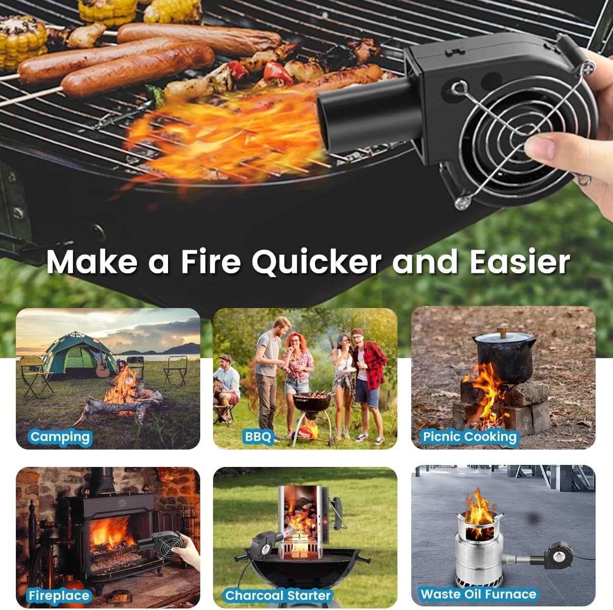 BBQ Fan Air Blower 97mm, Variable Speed Centrifugal Fans with 110V/120V AC Plug,