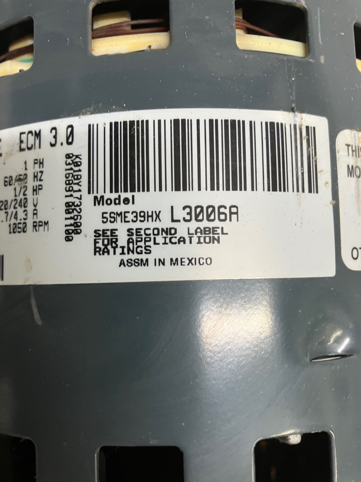 Genteq 5SME39HXL3006A Furnace Blower Motor Works Perfect OEM HD44RE122 ECM 3.0