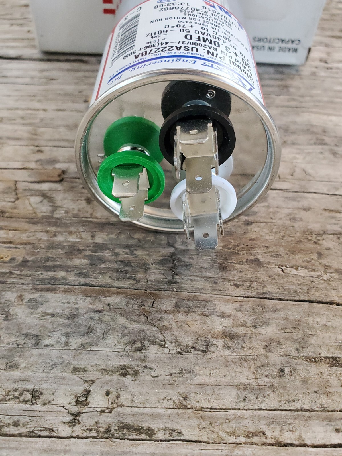 AmRad USA2227BA Round Run Capacitor 30+3 uF MFD 370 / 440 Volt Made in USA