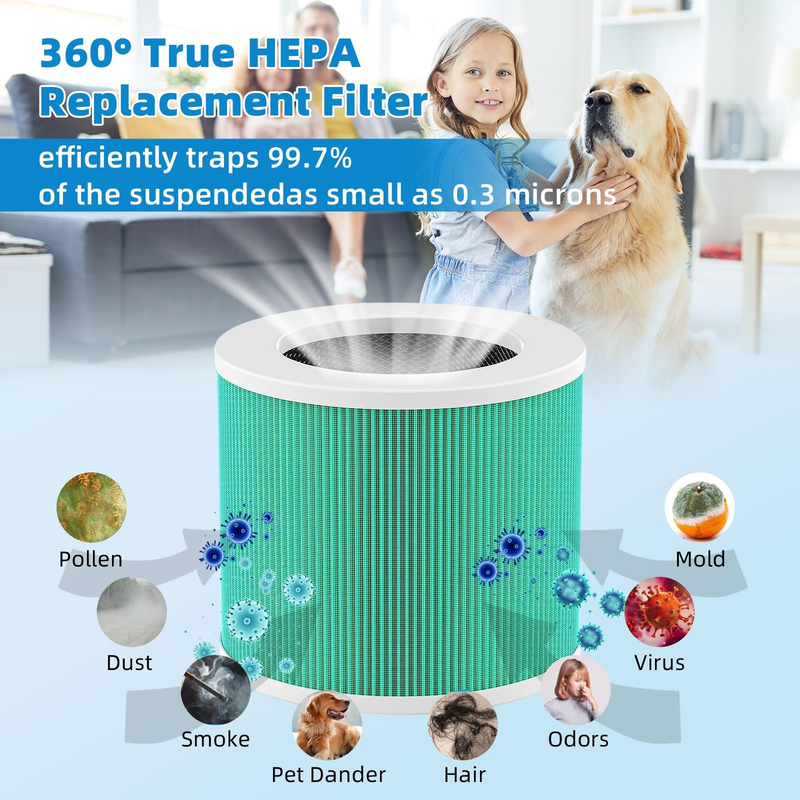 HY1800 HEPA Air Filter Replacement Green