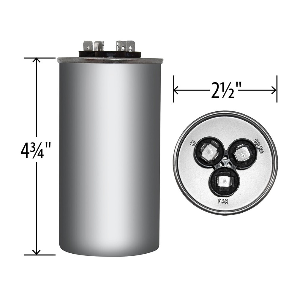 70 + 7.5 MFD Round Run Capacitor ( 440V / 370V )